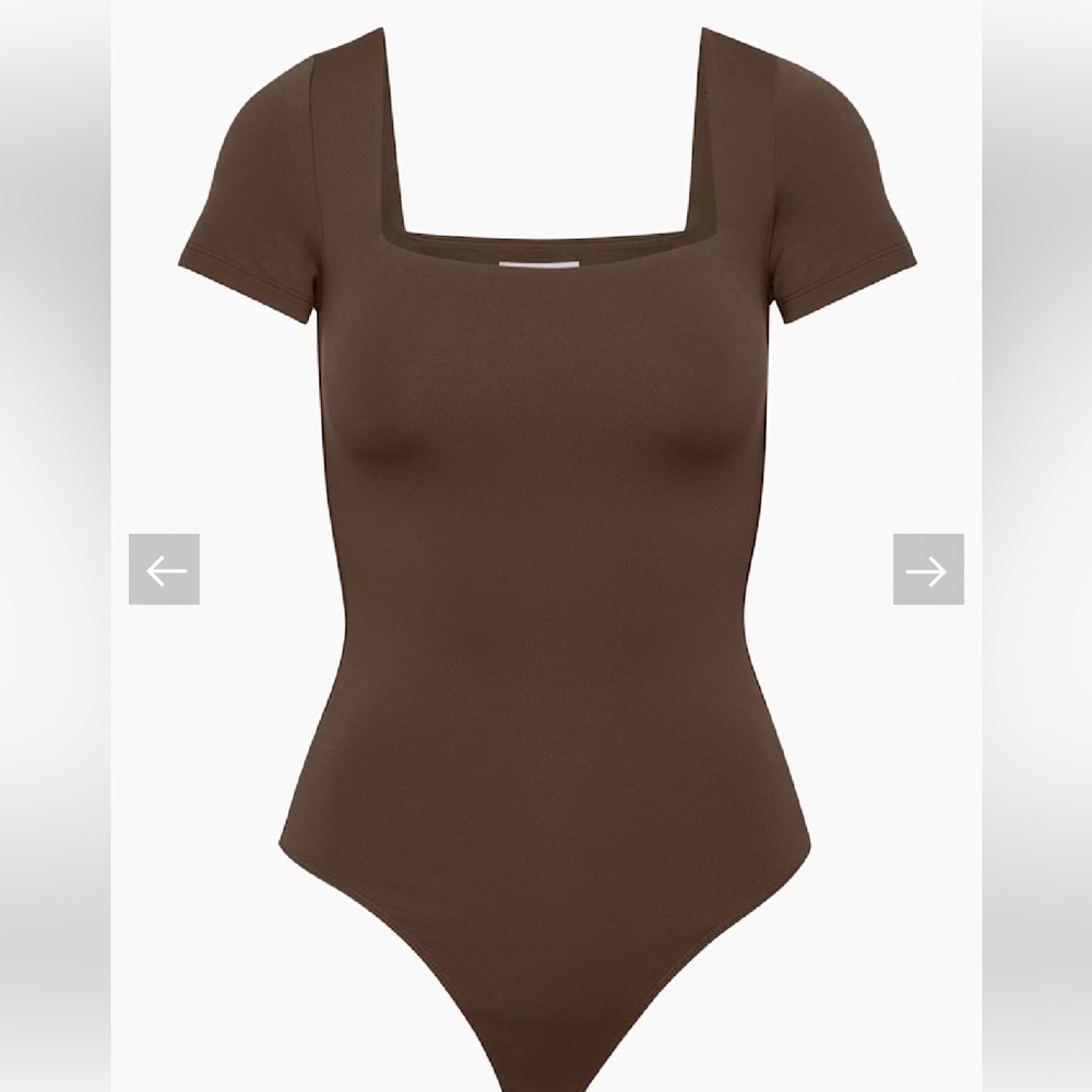 Aritzia Dark Brown Contour Square Neck Bodysuit